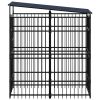 Outdoor Dog Kennel with Roof Steel 19.8 ft¬≤