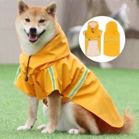 large and small dog raincoat cloak type reflective strip pet raincoat windproof rainproof dog hooded raincoat (colour: Yellow, size: 2XL (9-14kg))