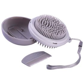 Pet Life 'Bravel' 3-in-1 Travel Pocketed Dual Grooming Brush and Pet Comb (Color: grey)